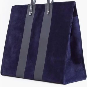 Clare V Deep Blue and Charcoal Suede Tote